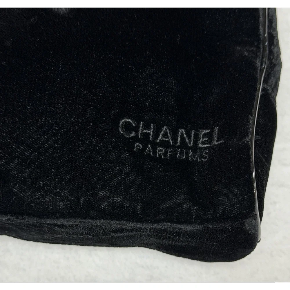 Chanel Parfume Black Velvet Cosmetic Toiletries Bag 2 Pockets Perfume EUC